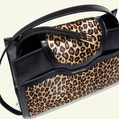Borsa Pascale in Cavallino Leopardato e Pelle Nera