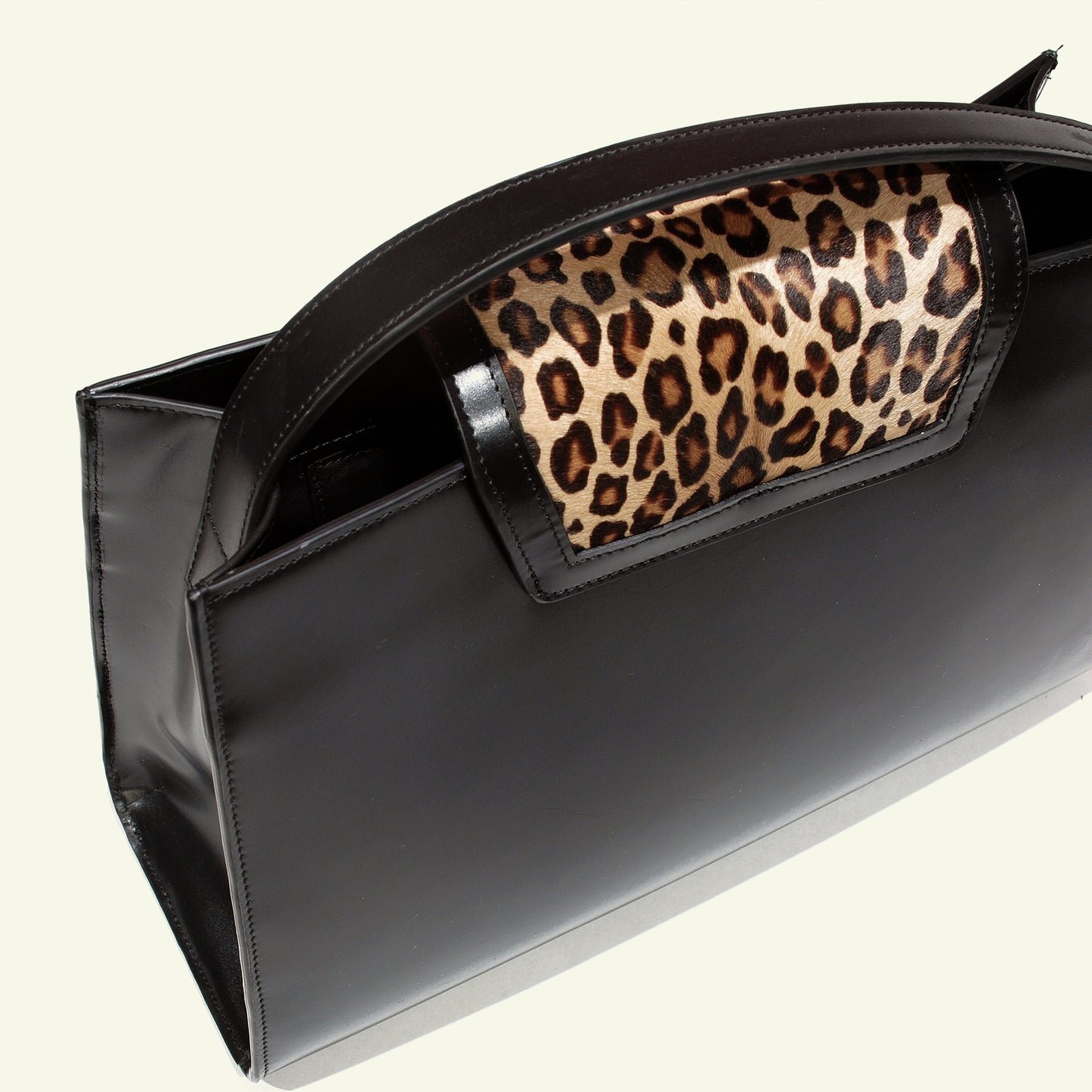 Borsa Pascale in Cavallino Leopardato e Pelle Nera