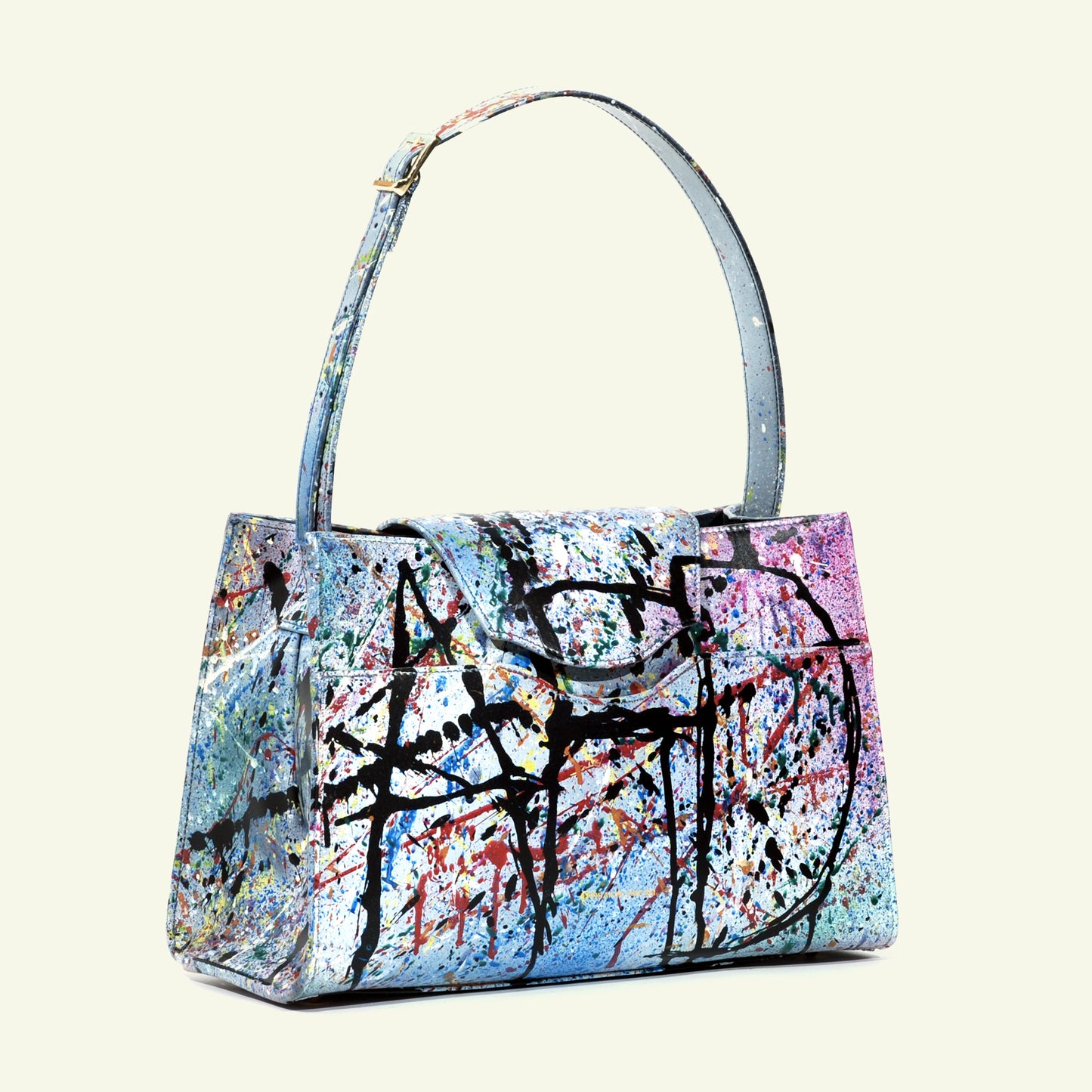 Large Pascale Bag in airbrushed leather "AFD Multicolor Attack"