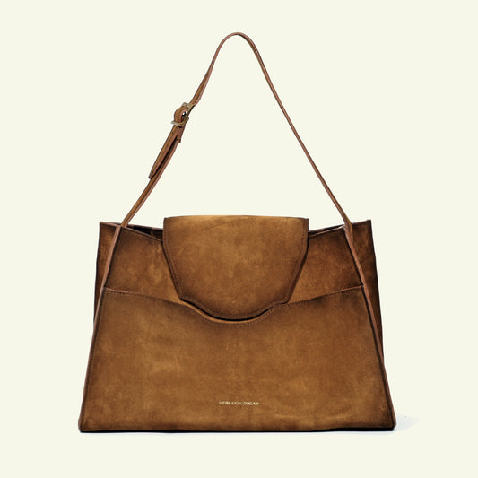 Large Pascale bag in airbrushed suede "Burnt wheat"