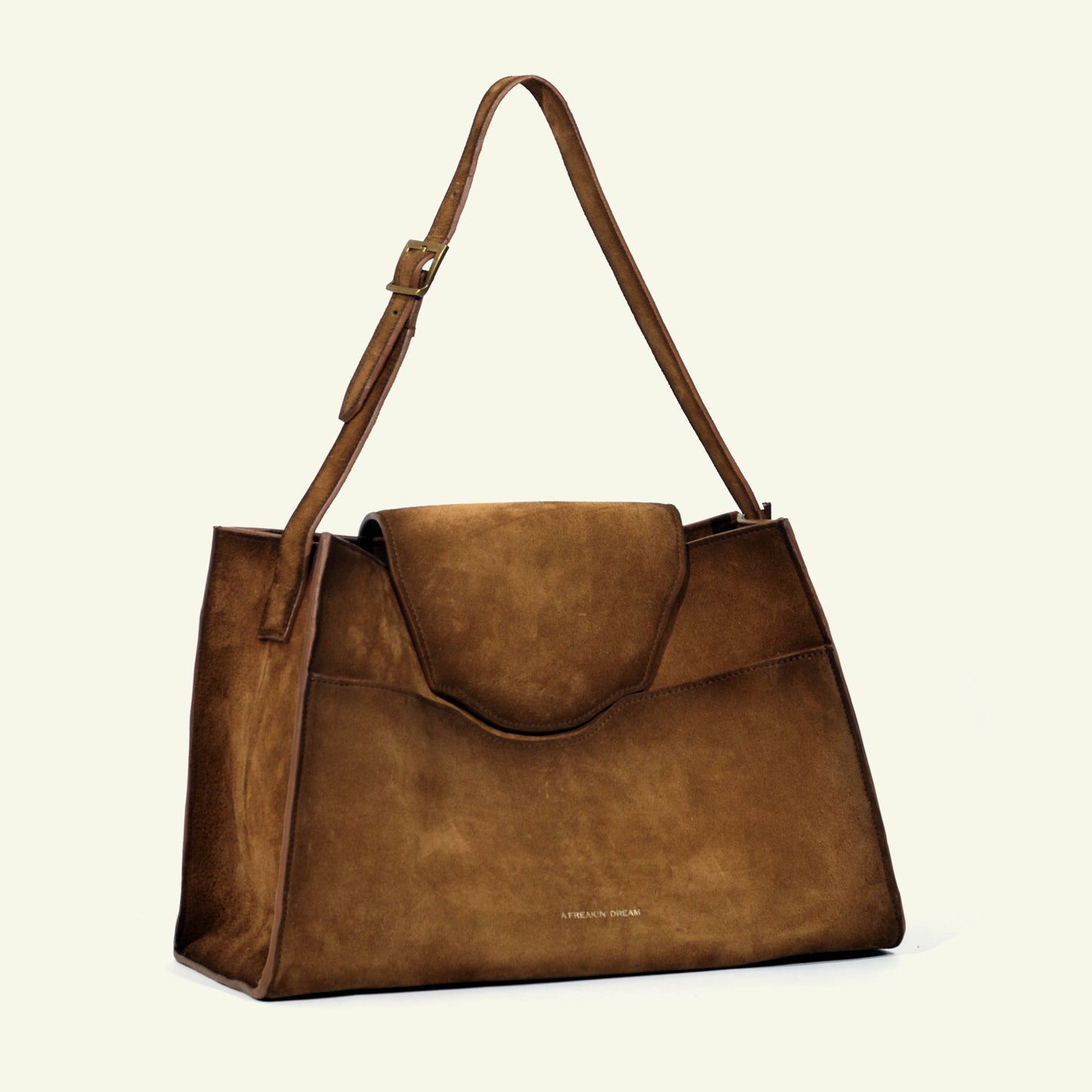 Large Pascale bag in airbrushed suede "Burnt wheat"