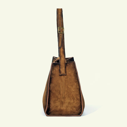 Large Pascale bag in airbrushed suede "Burnt wheat"