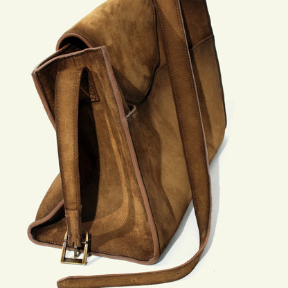 Large Pascale bag in airbrushed suede "Burnt wheat"