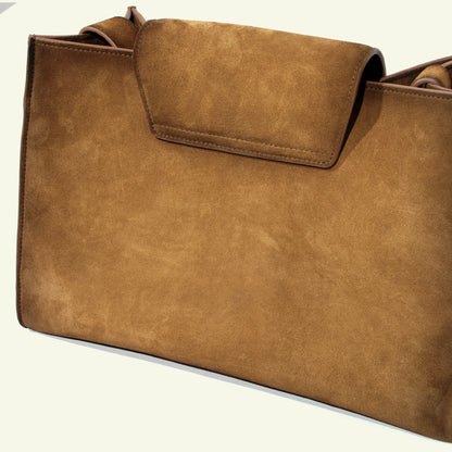 Large Pascale bag in airbrushed suede "Burnt wheat"