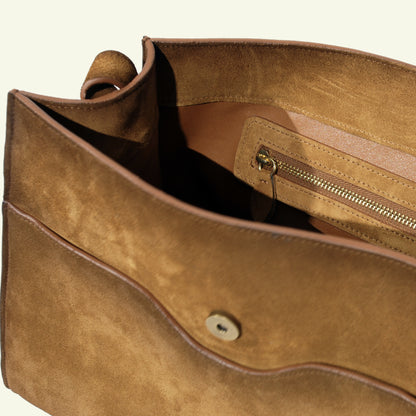 Large Pascale bag in airbrushed suede "Burnt wheat"