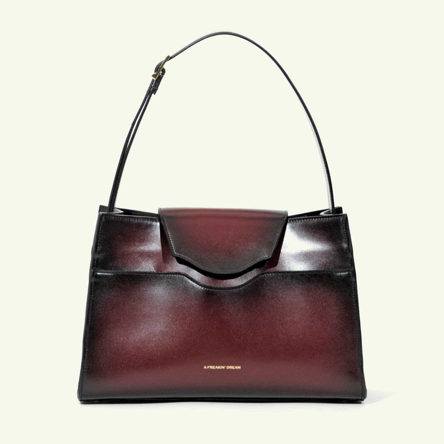 Large Pascale Bag in airbrushed leather "Shiny Burgundy #45082c"