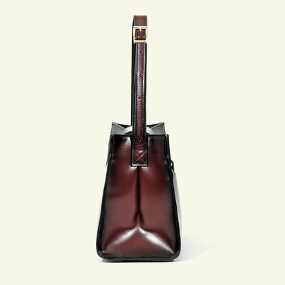 Large Pascale Bag in airbrushed leather "Shiny Burgundy #45082c"