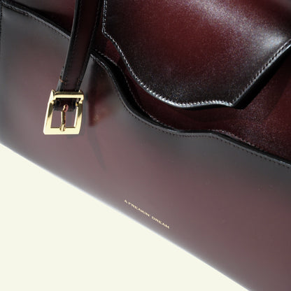 Large Pascale Bag in airbrushed leather "Shiny Burgundy #45082c"