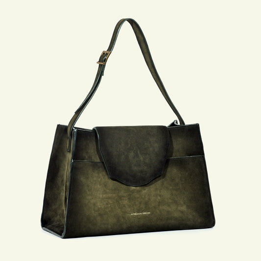 Large Pascale Bag in airbrushed suede "Britsh Green"