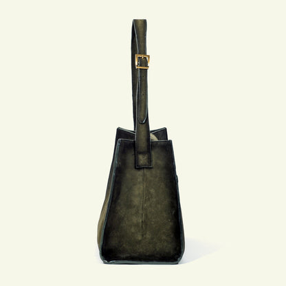 Large Pascale Bag in airbrushed suede "Britsh Green"
