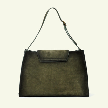 Large Pascale Bag in airbrushed suede "Britsh Green"