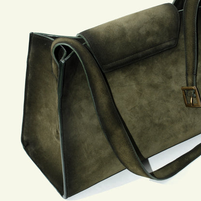 Large Pascale Bag in airbrushed suede "Britsh Green"