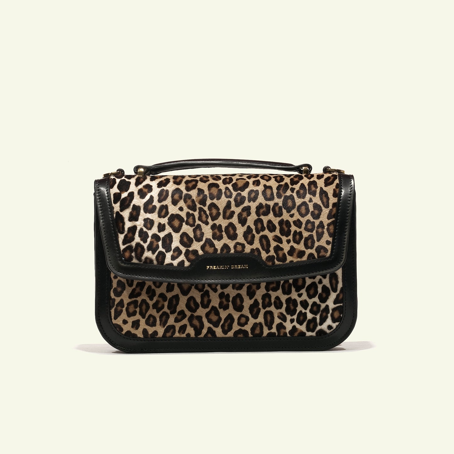 Borsa Tori a Spalla in Cavallino Leopardato e Vitello Nero