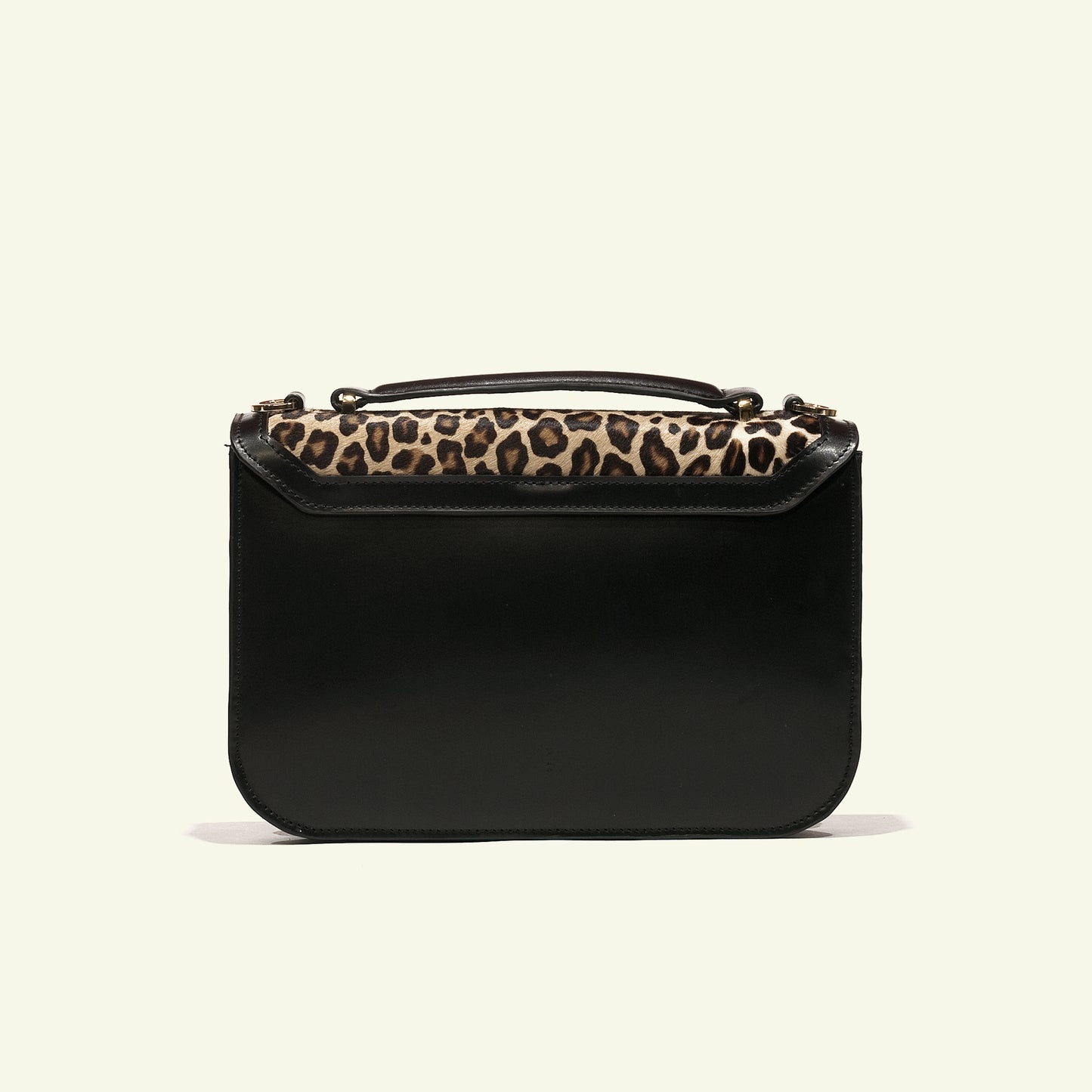 Borsa Tori a Spalla in Cavallino Leopardato e Vitello Nero