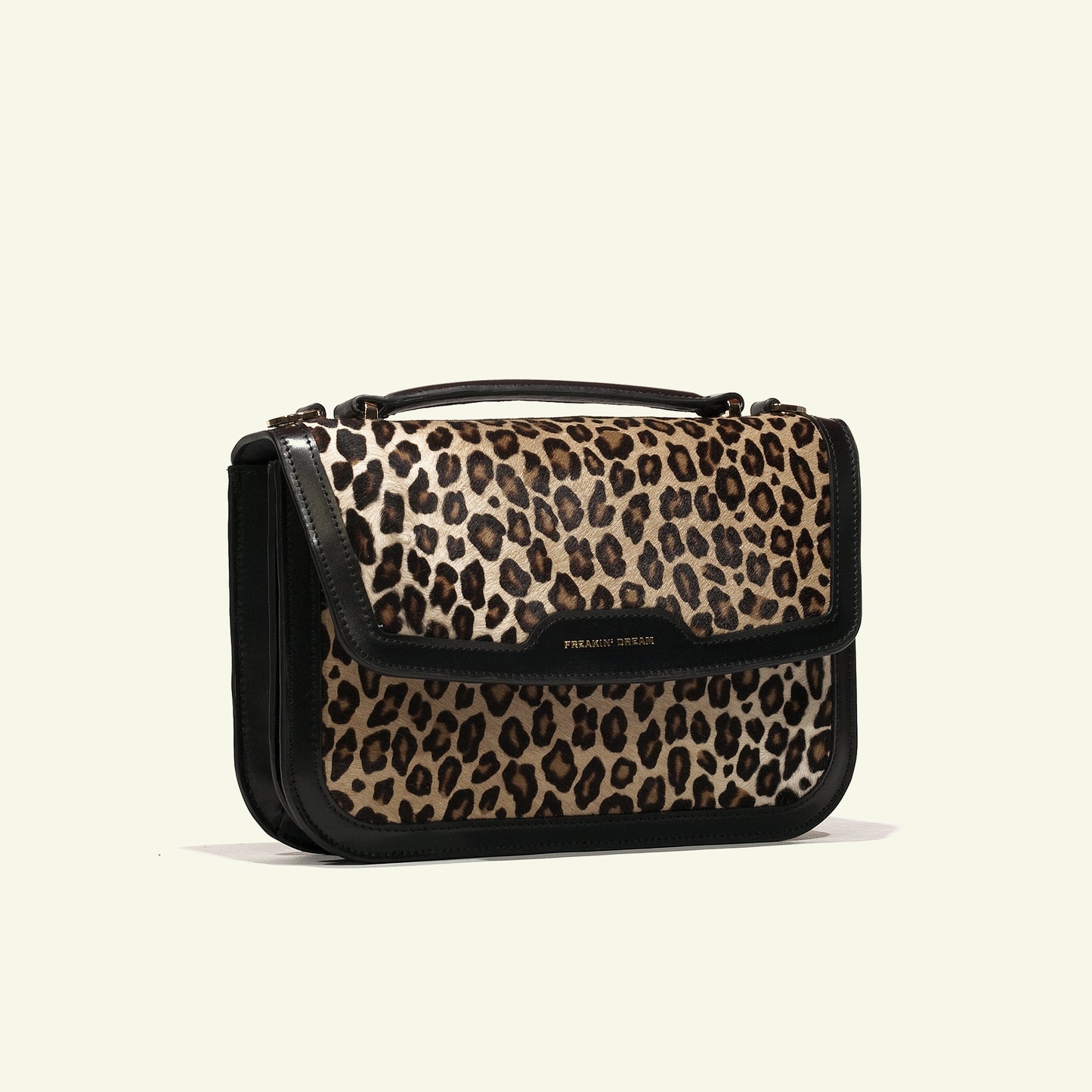 Borsa Tori a Spalla in Cavallino Leopardato e Vitello Nero