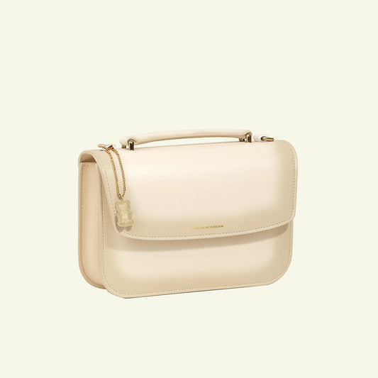 Borsa Tori in pelle di vitello "sesame #f0efda"