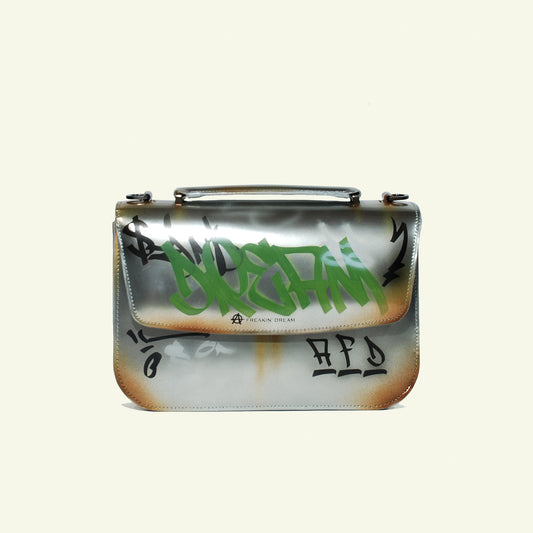 Tori bag in airbrushed leather "Chrome Graffiti"