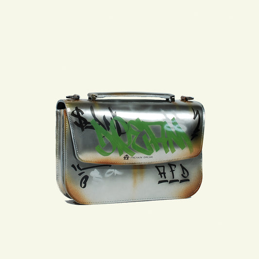 Tori bag in airbrushed leather "Chrome Graffiti"