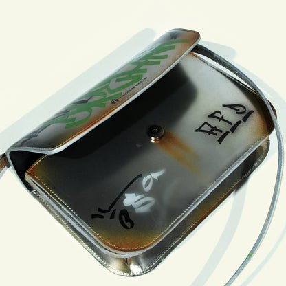 Tori bag in airbrushed leather "Chrome Graffiti"