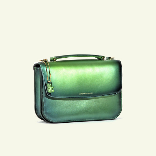Tori bag in airbrushed leather "Heavy Green Metal"