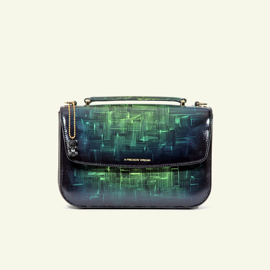 Tori bag in airbrushed leather "Our own bouclè in green"