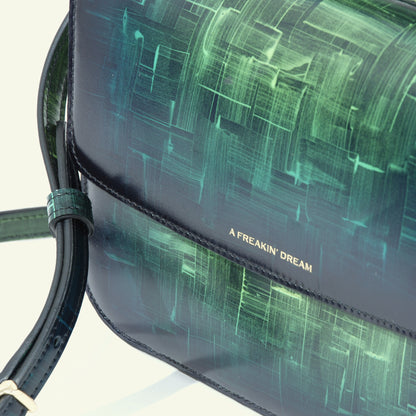 Tori bag in airbrushed leather "Our own bouclè in green"
