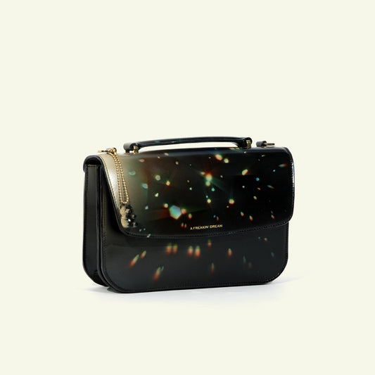 Tori bag in airbrushed leather "Rainbow lights"