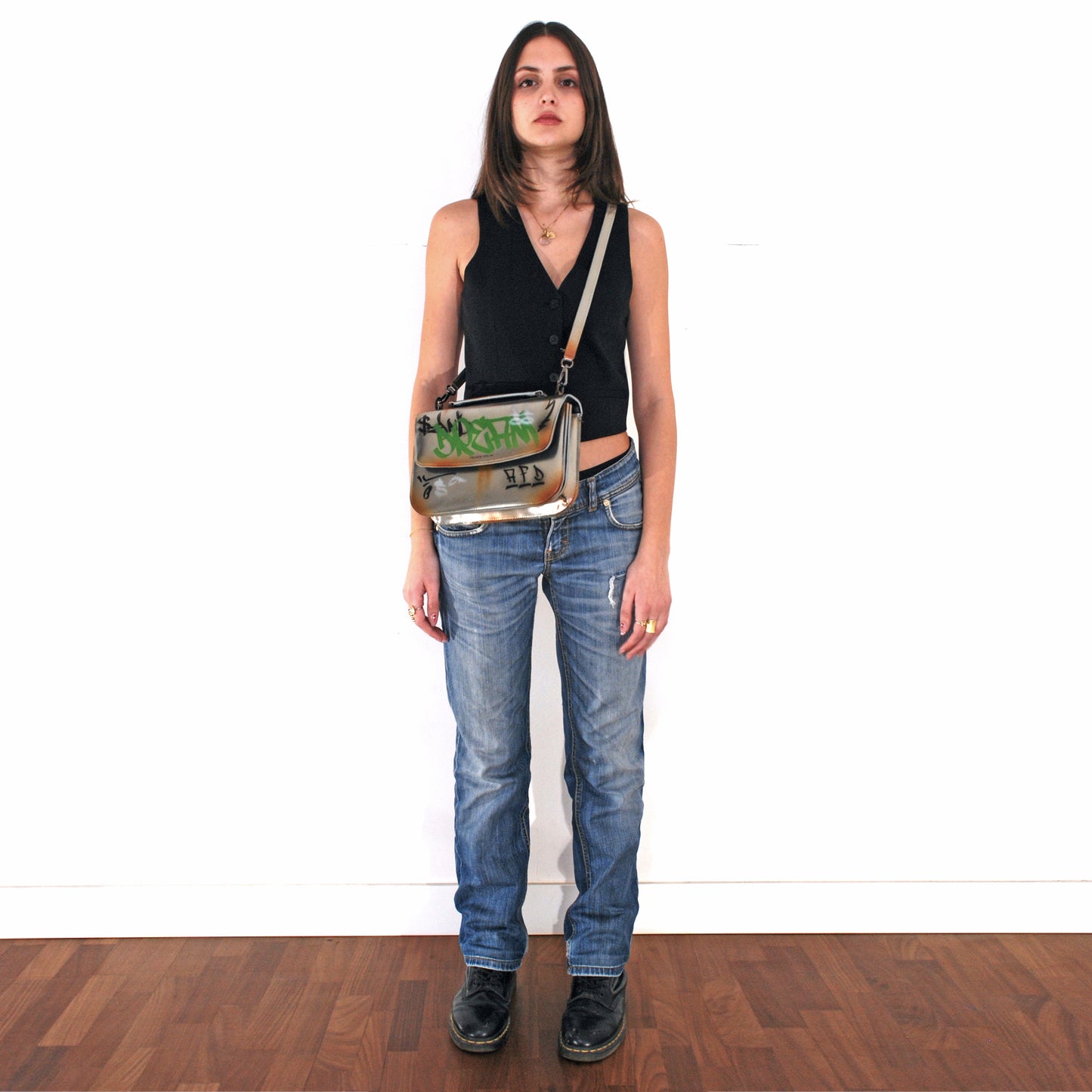 Tori bag in airbrushed leather "Chrome Graffiti"