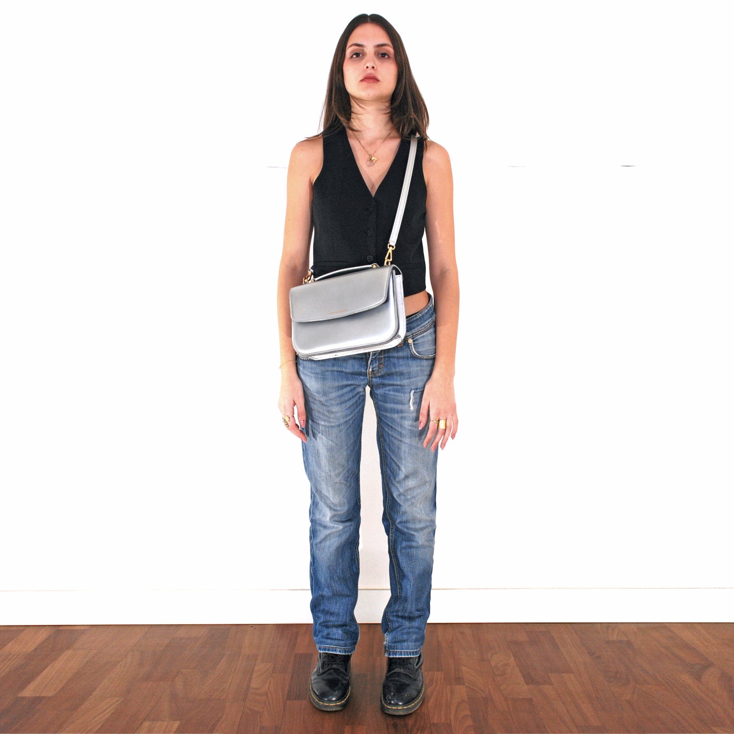 Tori bag in airbrushed leather "Steel"