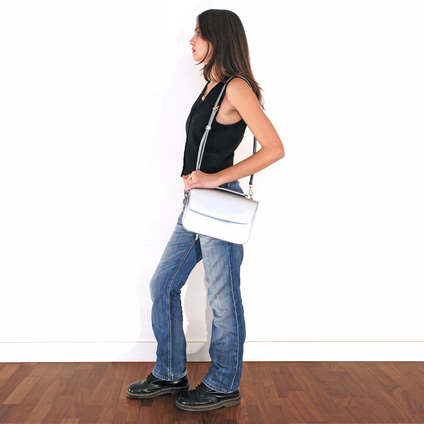 Tori bag in airbrushed leather "Steel"