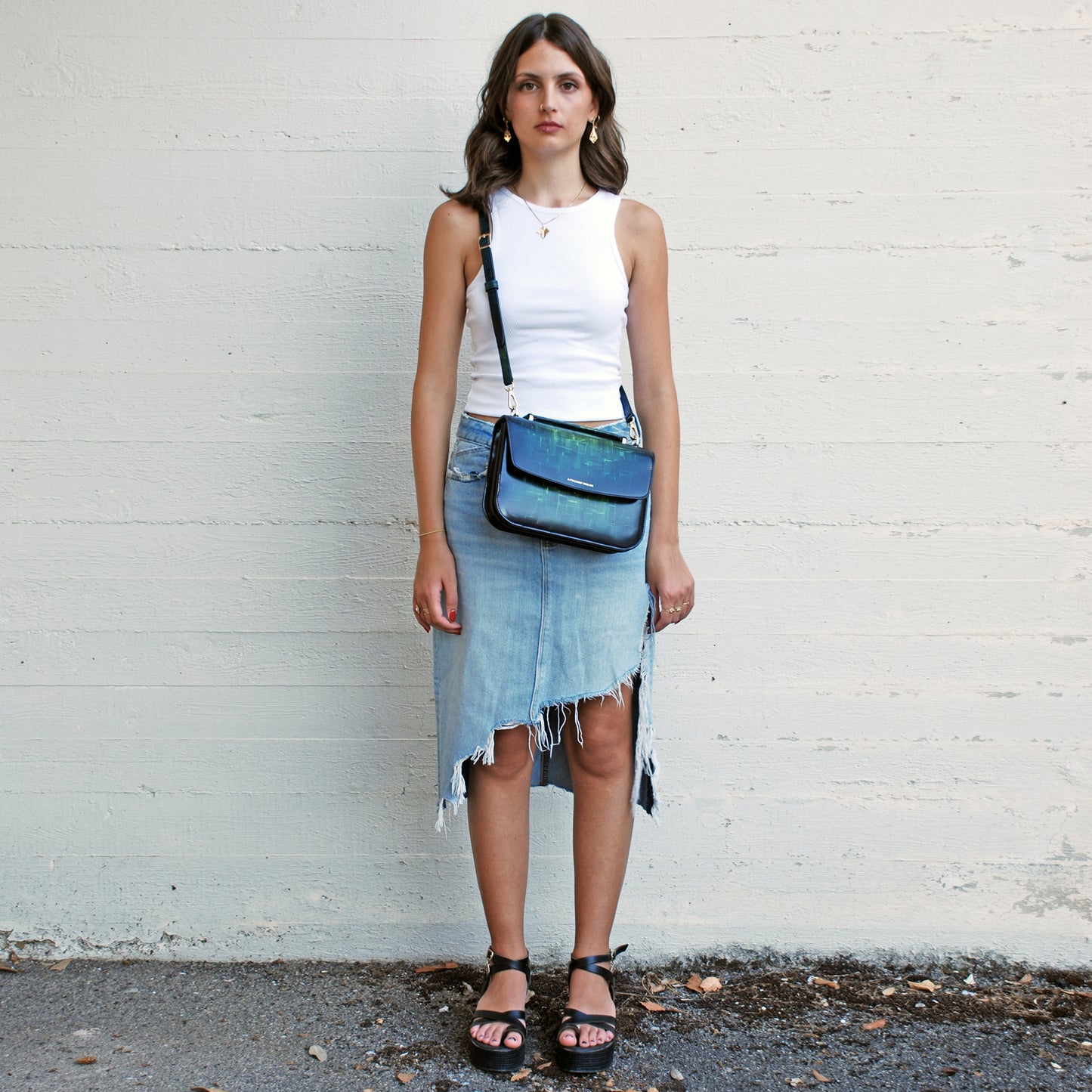 Tori bag in airbrushed leather "Our own bouclè in green"