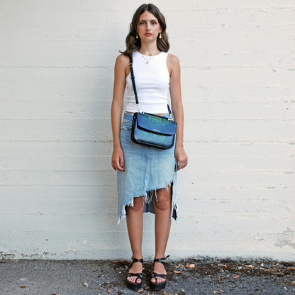 Tori bag in airbrushed leather "Our own bouclè in green"