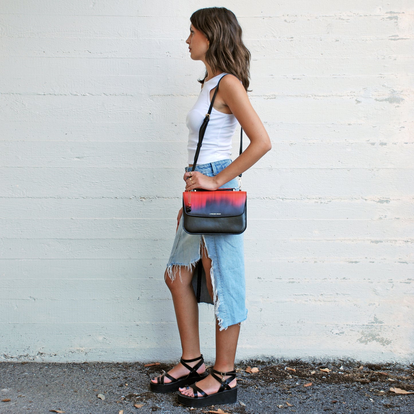 Tori Bag in airbrushed leather "The crayons effect"
