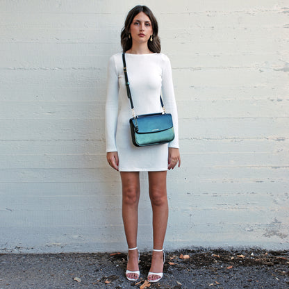 Tori bag in airbrushed leather "Sparkling green"