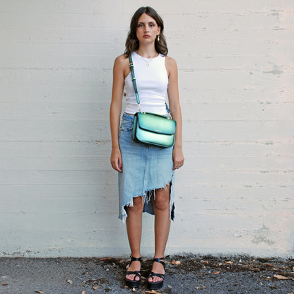 Tori bag in airbrushed leather "Heavy Green Metal"