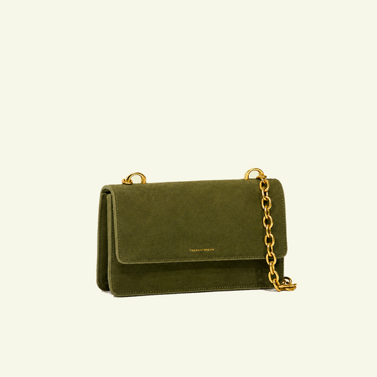 Brenda Bag aus airbrush-bemaltem Kalbsveloursleder “Burnt Wheat”