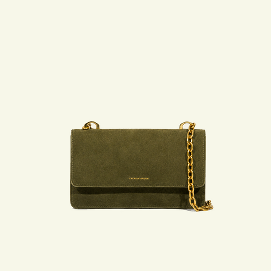 Brenda Bag aus airbrush-bemaltem Kalbsveloursleder “Burnt Wheat”
