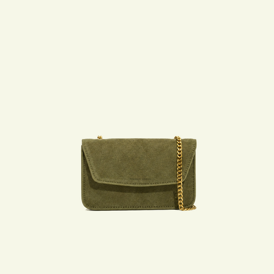 Gia Bag aus airbrush-bemaltem Kalbsveloursleder “Burnt Wheat”