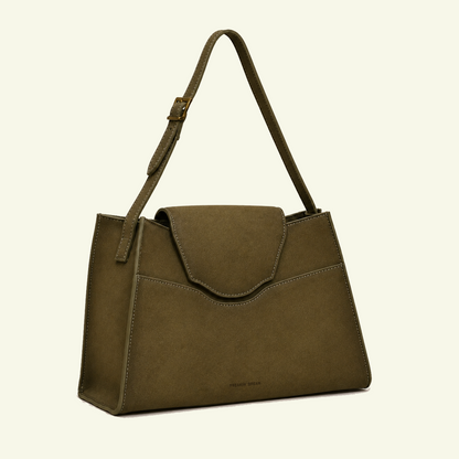 Große Pascale Bag aus airbrush-bemaltem Kalbsveloursleder “Burnt Wheat”