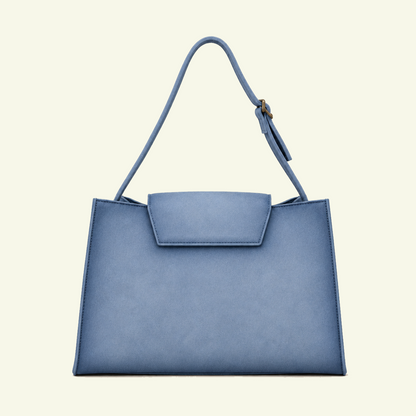 Large Pascale bag in airbrushed suede "Baby Blue"