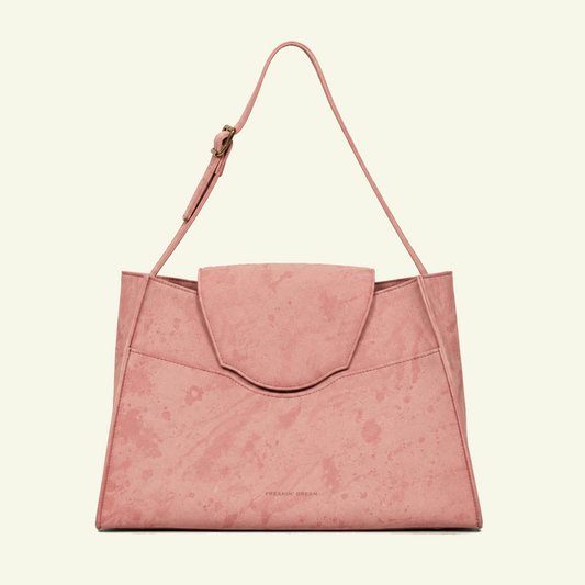 Große Pascale Bag aus airbrush-bemaltem Kalbsveloursleder “Burnt Wheat”
