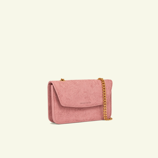 Gia Bag aus airbrush-bemaltem Kalbsveloursleder “Pink Stains”