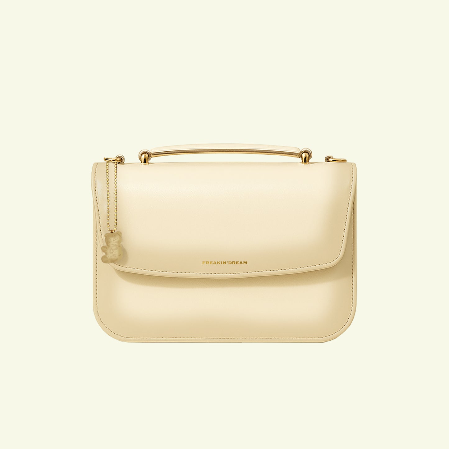 Borsa Tori in pelle di vitello "sesame #f0efda"