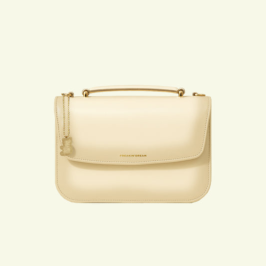 Borsa Tori in pelle di vitello "sesame #f0efda"